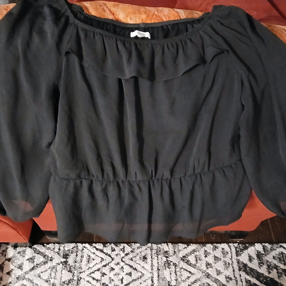 Maurices Black Ruffle Blouse